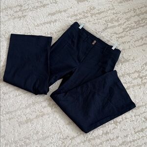 J. Jill Tall Navy Linen Stretch Wide Leg Crop Pants - Size Large Tall